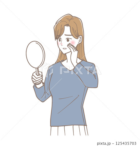 ほうれい線が気になる女性のイラスト 125435703