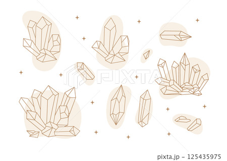 Set of celestial abstract line art crystals vector vector illustration Set of celestial abstract line art crystals vector vector illustration 125435975