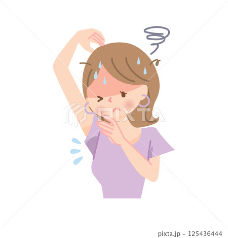 ワキの汗が恥ずかしい女性 125436444