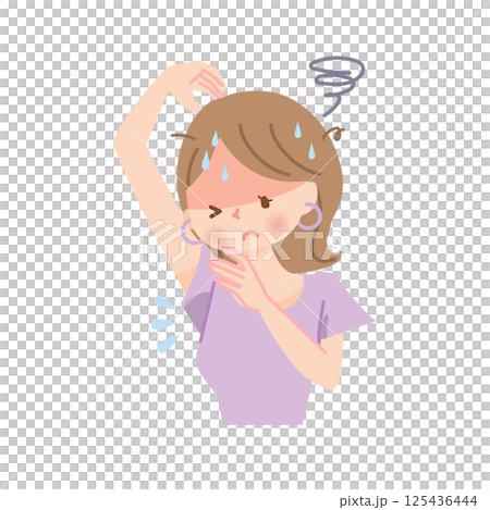 ワキの汗が恥ずかしい女性 125436444