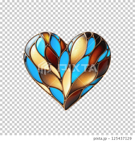Colorful heart made in stained glass technique, white background, minimalism Colorful heart made in stained glass technique, white background, minimalism 125437129