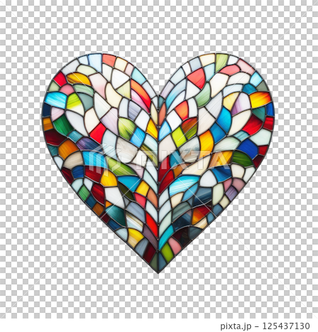 Colorful heart made in stained glass technique, white background, minimalism Colorful heart made in stained glass technique, white background, minimalism 125437130