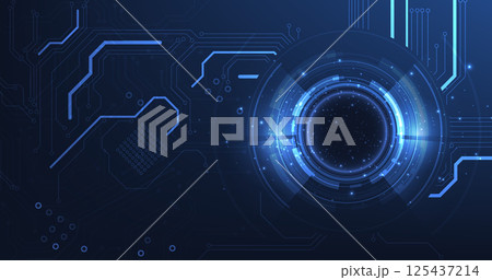 Digital electric circuit circle background. Digital electric circuit circle background. 125437214