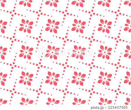 Flower geometric pattern. Seamless vector background. White and pink ornament 125437305