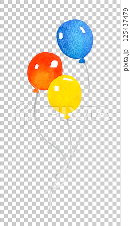 Colorful balloons set in red, blue and yellow Hand-drawn watercolor illustration Colorful balloons set in red, blue and yellow Hand-drawn watercolor illustration 125437479