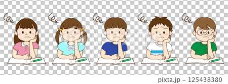 孩子們學習和擔心的插圖 125438380