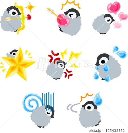 ふわふわの赤ちゃんペンギンたちが、毎日をもっとかわいく彩る、やさしくて楽しいイラストセット ふわふわの赤ちゃんペンギンたちが、毎日をもっとかわいく彩る、やさしくて楽しいイラストセット 125438552