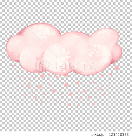 Soft pink cloud illustration with gentle raindrops 125438588