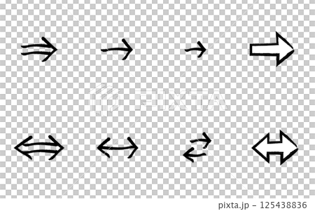 手描きの白黒でかわいいシンプルな矢印アイコンのセット、進むと入替 125438836