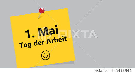 simple yellow note 1 may labor day vector illustration 125438944