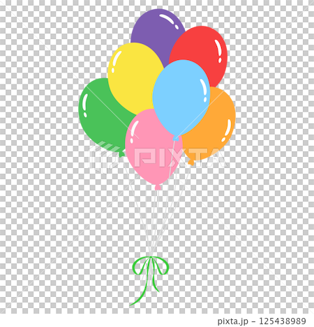 Balloon illustration material - Colorful pop with lots of ribbons tied together - Simple 125438989