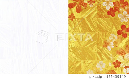 《AI画像》白い和紙に金の和柄の背景素材 125439149