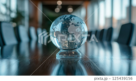 テーブルに置かれた地球儀 テーブルに置かれた地球儀 125439156