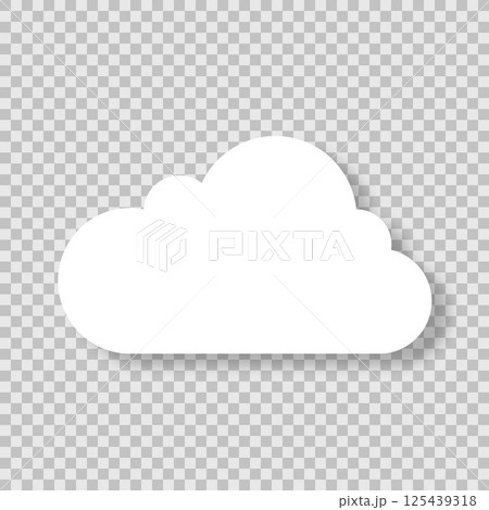 An abstract white cloud with a shadow, highlighted on a transparent background. 125439318