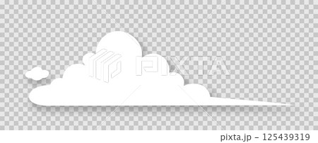 The silhouette of a fluffy cloud with a shadow on a transparent background. 125439319