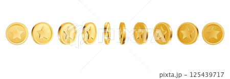 Game coins turn around. Gold coin in various position, gambling, casino award and money concept elements. Sprite sheet with golden coin rotate. Animation vector set Game coins turn around. Gold coin in various position, gambling, casino award and money concept elements. Sprite sheet with golden coin rotate. Animation vector set 125439717