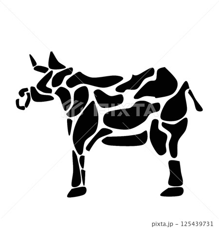 牛のシルエット風イラスト 125439731