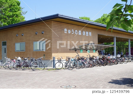 備北丘陵公園きゅうの森休憩所建物の景色 125439796