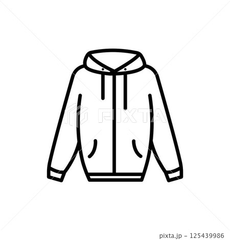 Casual jacket icon. Winter jacket, clothing outline vector icon. Symbol, logo illustration. Vector graphics Casual jacket icon. Winter jacket, clothing outline vector icon. Symbol, logo illustration. Vector graphics 125439986