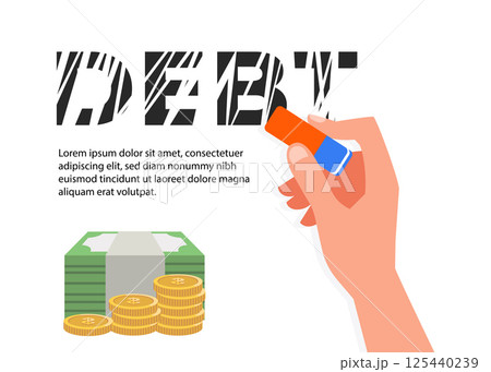 Erasing the words DEBT stock illustration Erasing the words DEBT stock illustration 125440239