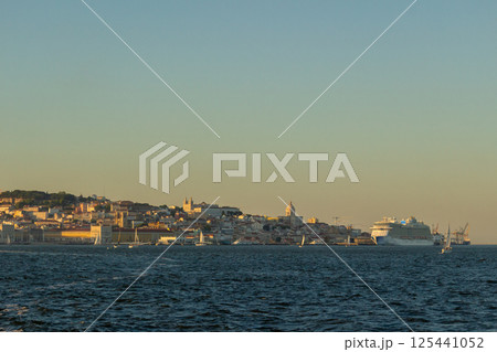 Lisbon and Tagus River at Sunset. Portugal Lisbon and Tagus River at Sunset. Portugal 125441052