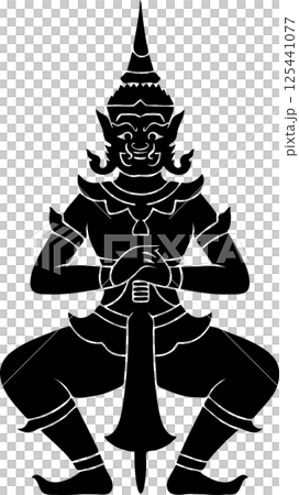 Stylized Thai Yaksha Guardian Silhouette 125441077