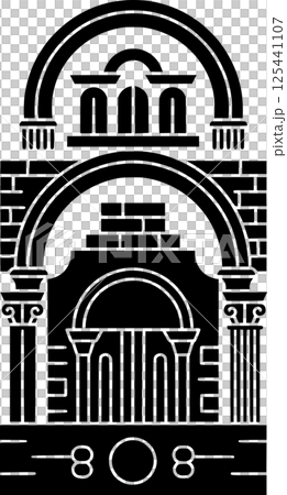 Stylized Ancient Ruins with Arches and Columns Stylized Ancient Ruins with Arches and Columns 125441107