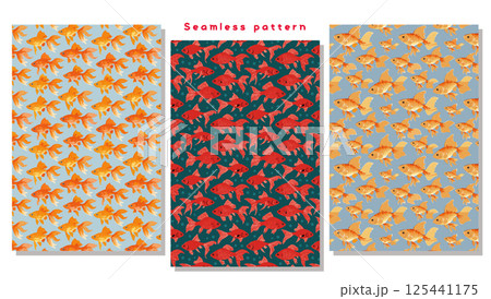 シームレスパターン_赤い金魚 125441175