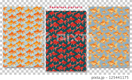 シームレスパターン_赤い金魚 125441175
