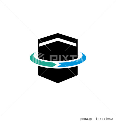 Islamic ka'bah makkah building logo design 125441608