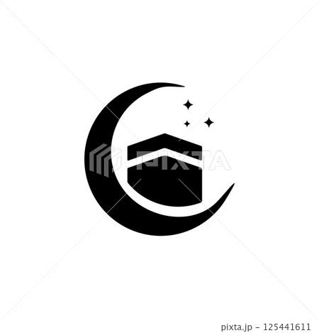 Islamic ka'bah makkah building logo design 125441611