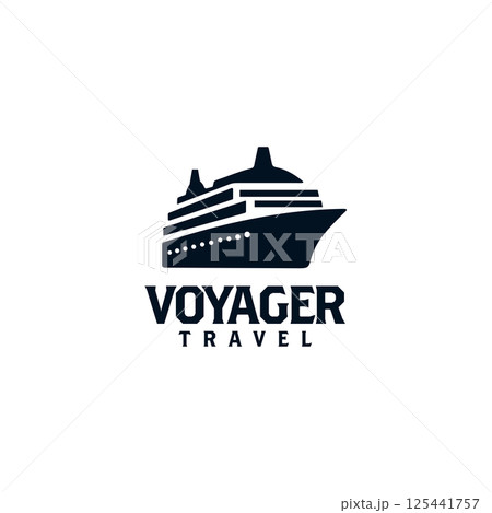 Blue cruise yacht logo design 125441757
