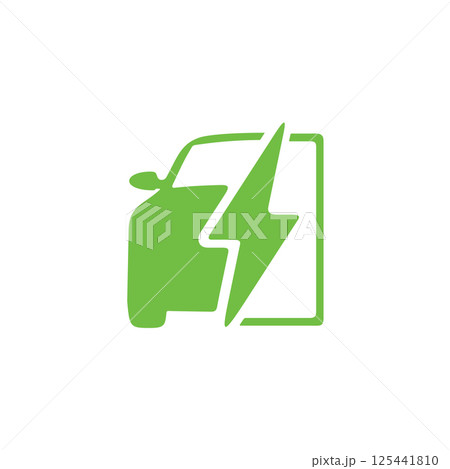 Electric vehicle charger station logo design 125441810