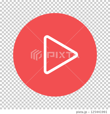 紅色箭頭和播放按鈕圖示 - 簡潔時尚的開始標記UI素材 125441991