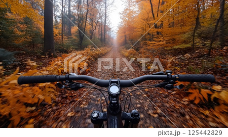 bike ride along country trail in autumn 125442829