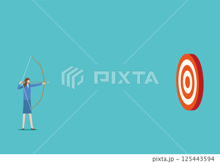 的を狙う女性 的を狙う女性 125443594