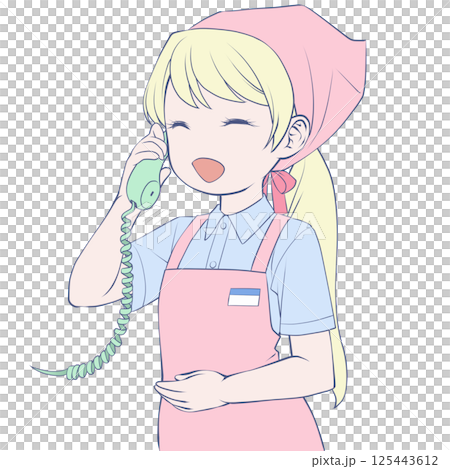 金髮女店員在電話裡微笑著交談 125443612