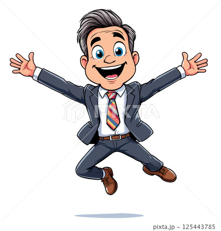 Vsai happy businessman jumping and celebrating success Vsai happy businessman jumping and celebrating success 125443785