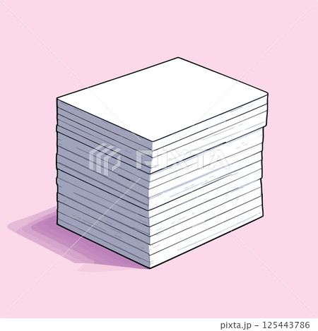 Vsai stack of blank paper sheets creating large pile on pink background Vsai stack of blank paper sheets creating large pile on pink background 125443786