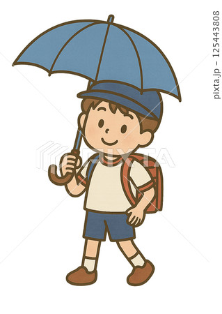傘をさす男の子のイラスト 125443808