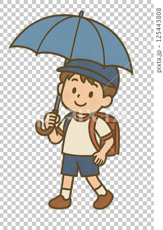 傘をさす男の子のイラスト 125443808