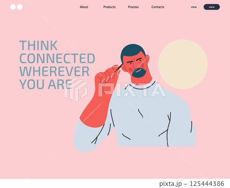 Thinking people, modern flat vector concept illustration- man standing thoughtfully, looking sideways, bubble near his head Metaphor for reflection, analysis, introspection, contemplation, deep Thinking people, modern flat vector concept illustration- man standing thoughtfully, looking sideways, bubble near his head Metaphor for reflection, analysis, introspection, contemplation, deep 125444386