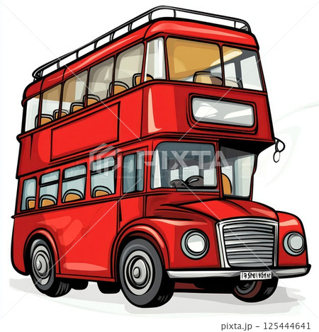 Classic red double-decker bus illustration. 125444641