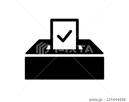 投票・選挙・アンケートのアイコン　投票箱　調査　イラスト　投票ボックス　参議院選挙　投票所　紙 125444856