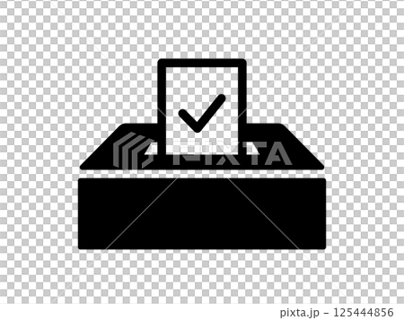 投票・選挙・アンケートのアイコン　投票箱　調査　イラスト　投票ボックス　参議院選挙　投票所　紙 125444856