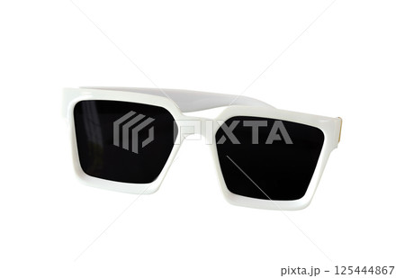 Sunglasses in white frame on white background. Sunglasses in white frame on white background. 125444867