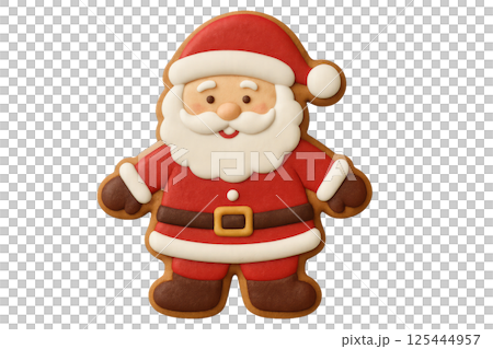 Festive Gingerbread Cookie Shaped Like Santa Claus Ready for Holiday Celebrations 125444957