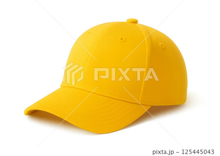 Bright Yellow Baseball Cap on Display With Smooth Fabric and a Classic Design 125445043