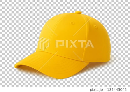 Bright Yellow Baseball Cap on Display With Smooth Fabric and a Classic Design 125445043