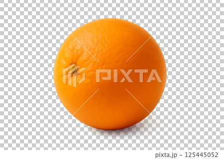 Fresh Orange Sits on a White Background Showcasing Its Vibrant Color and Smooth Texture 125445052